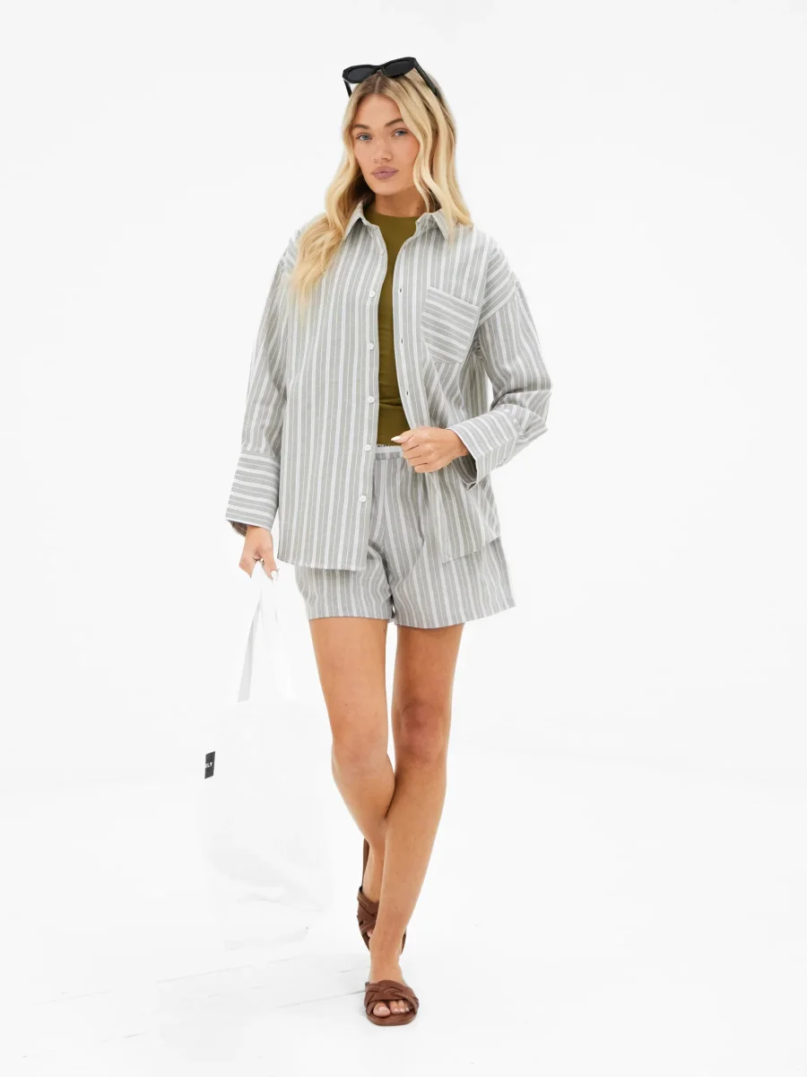 Elena Stripe Shirt - Light Brown - Image 4