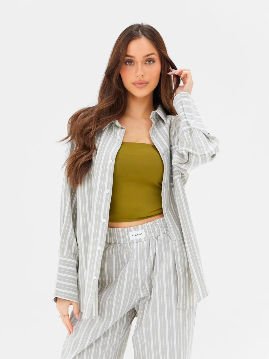 Elena Stripe Shirt – Light Brown