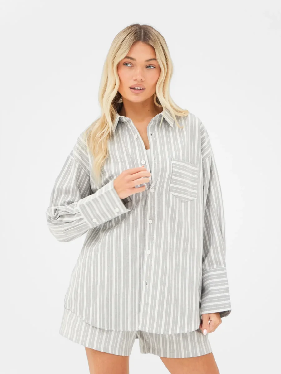 Elena Stripe Shirt - Light Brown - Image 3