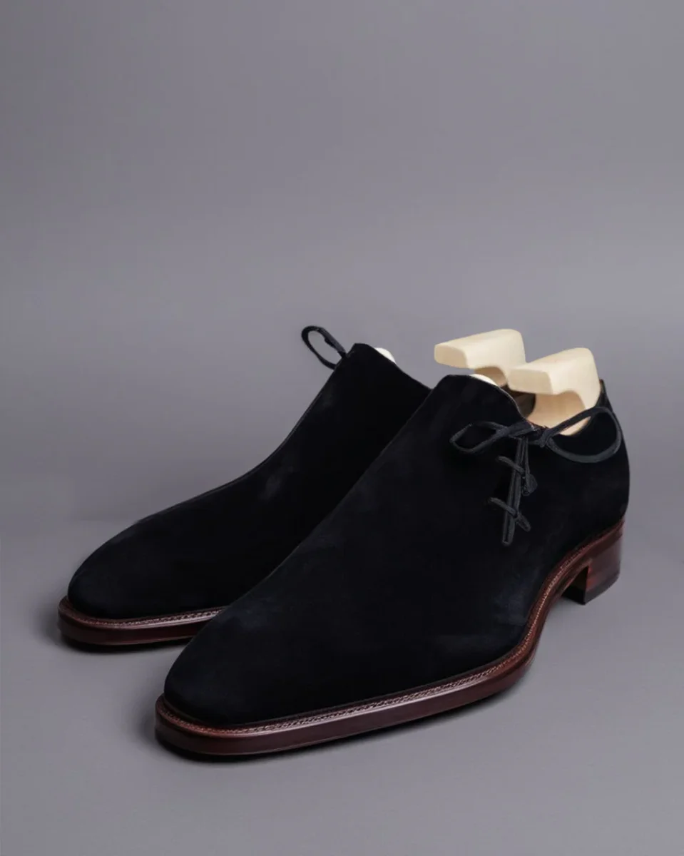Black Suede Leather Camria Whole Cut Oxfords - Formal Shoes - Image 2