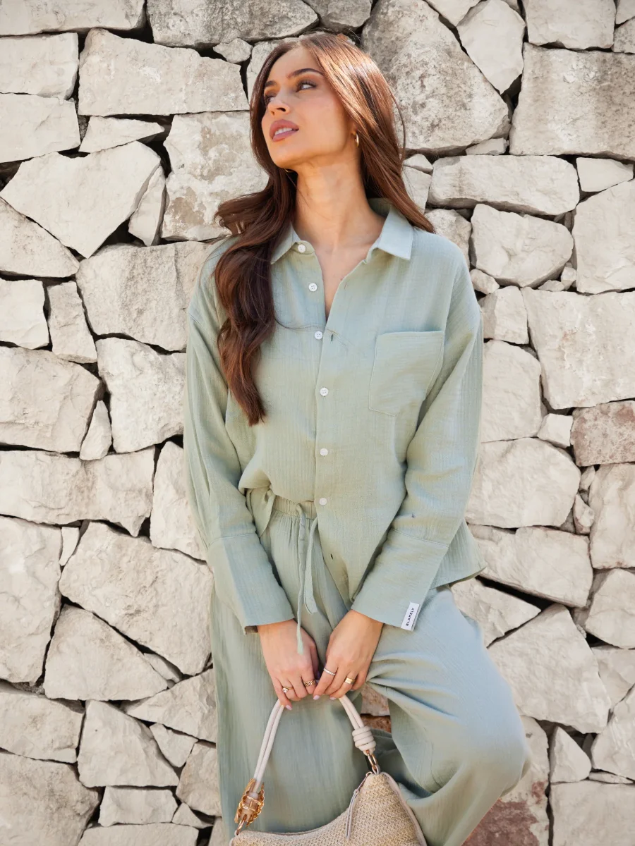 Mila Oversized Shirt - Soft Sage - Image 3