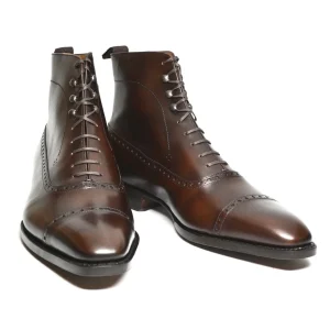 Flat Feet Shoes - Brown Leather Clifton Lace Up Boots with Arch Support