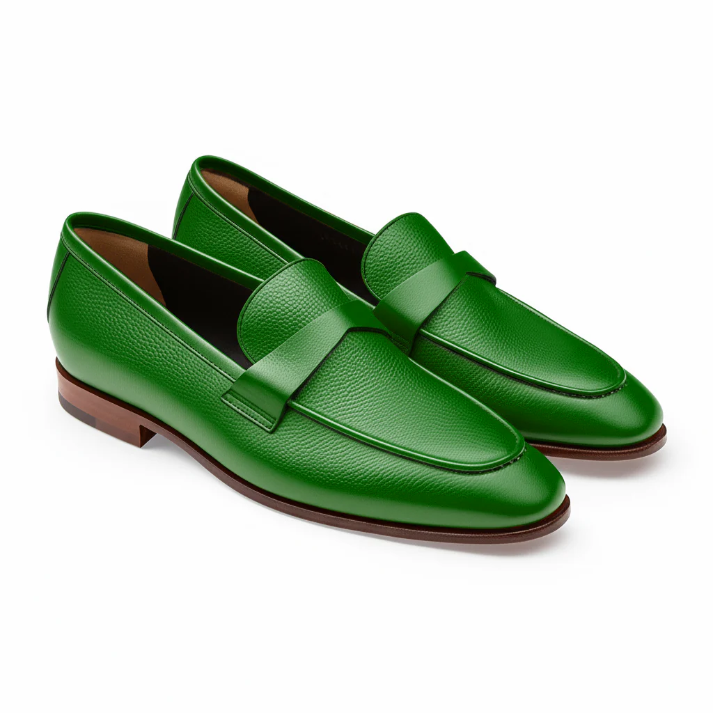 Green Leather Lucian Slip On Unlined Loafers - Comfort First Edition - Image 2