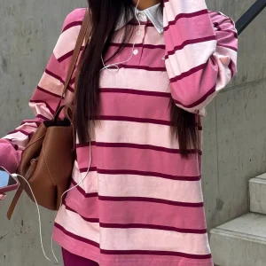 Skye Stripe Rugby Shirt - Hot Pink Mix