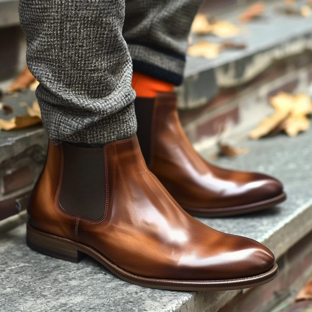 Brown Leather Downtown Swagger Slip-On Chelsea Boots - Summer 2024 Collection - Image 4